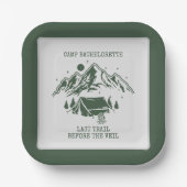 Moderner einfacher Camping Weekend Junggeselinnen- Pappteller (Vorderseite)