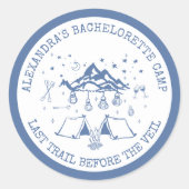 Moderner einfacher Camping Weekend Junggeselinnen- Runder Aufkleber (Vorderseite)