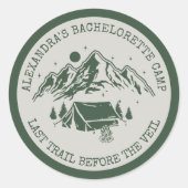 Moderner einfacher Camping Weekend Junggeselinnen- Runder Aufkleber (Vorderseite)