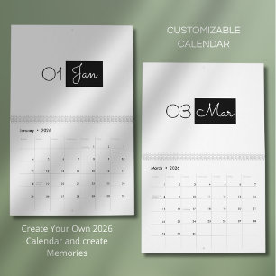Moderner Einfacher Eleganter 2026 Kalender