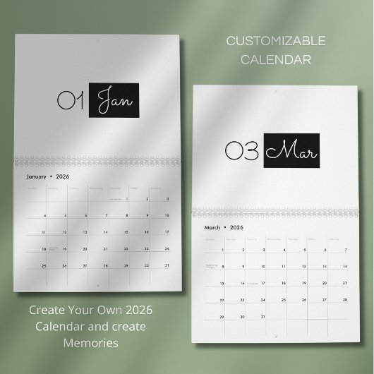Moderner Einfacher Eleganter 2026 Kalender