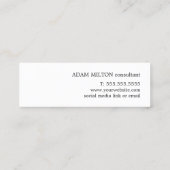 Moderner, einfacher, eleganter Grauweißberater Mini Visitenkarte (Rückseite)