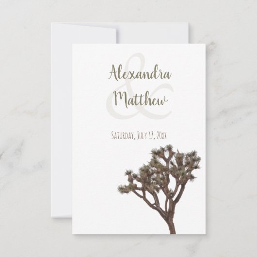 Moderner einfacher, eleganter Joshua-Baum QR-Code RSVP Karte (Rückseite)