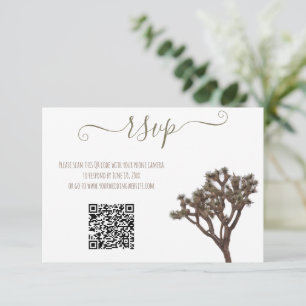 Moderner einfacher, eleganter Joshua-Baum QR-Code RSVP Karte