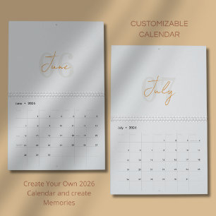 Moderner einfacher eleganter Kalender 2026