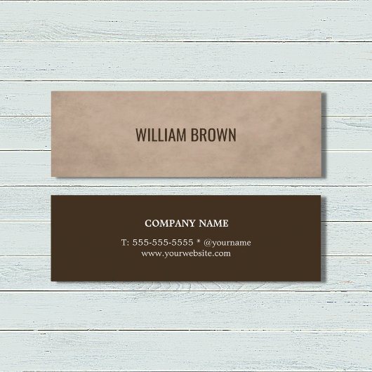 Moderner einfacher Eleganter Texture Brown Berater Mini Visitenkarte