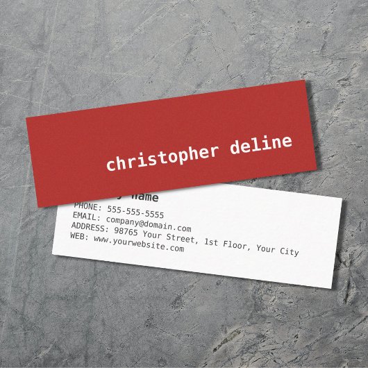 Moderner einfacher Eleganter Texture Red Consultan Mini Visitenkarte