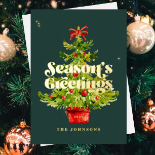 Moderner, einfacher Eleganter Watercolor Weihnacht Folien Feiertagskarte