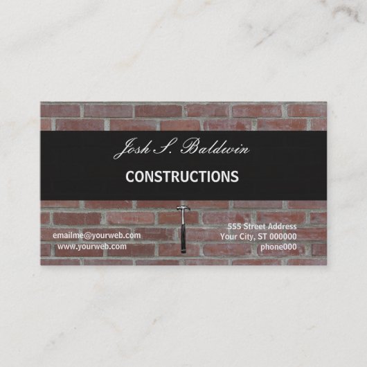 Moderner einfacher Erbauer-Backsteinmauer-Bau Visitenkarte (Vorderseite)