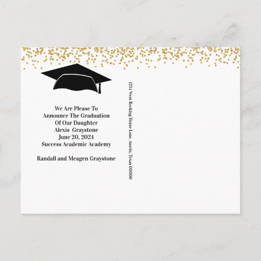 Moderner einfacher Gold-Abschluss Ankündigungspostkarte (Rückseite)