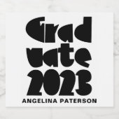 Moderner einfacher Graduate 2023 Schwarz/Weiß Schaumweinetikett (Einzelnes Label)