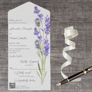 Moderner einfacher Heather Sprigs QR Code All In One Einladung