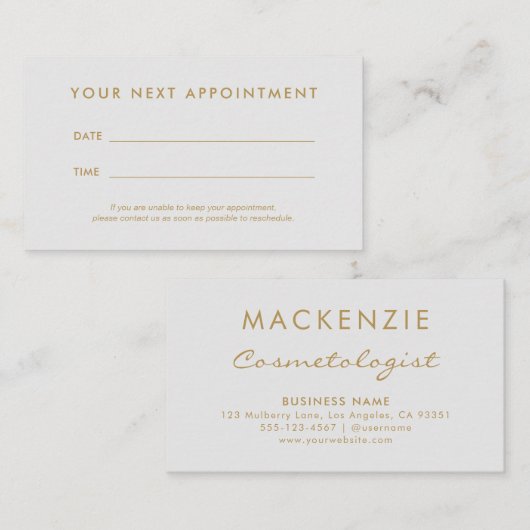 Moderner einfacher hellgrauer Salon Terminkarte (Vorne/Hinten)