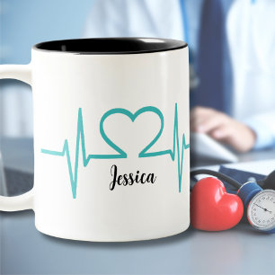 Moderner einfacher Herzkrankenarzt Zweifarbige Tasse