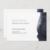 Moderner, einfacher Hochzeitsempfang in Indigofarb Begleitkarte (Vorne/Hinten)