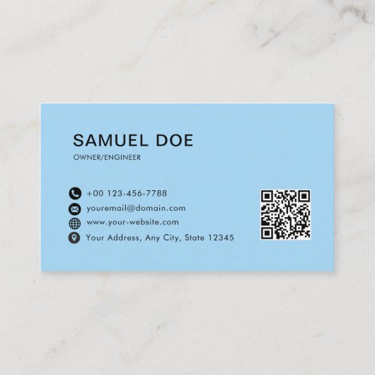 Moderner, einfacher HVAC QR-Code Visitenkarte (Rückseite)