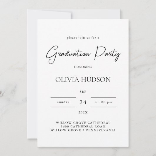 moderner einfacher Kalligraphie-Foto-Abschluss Einladung (Rückseite)