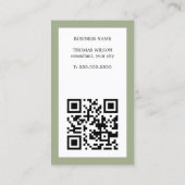 Moderner einfacher Khaki-Weiß-QR-Code Berater Visitenkarte (Rückseite)