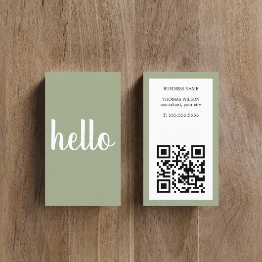 Moderner einfacher Khaki-Weiß-QR-Code Berater Visitenkarte