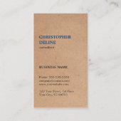 Moderner einfacher Kraft Pappkarton Blue Consultan Visitenkarte (Vorderseite)