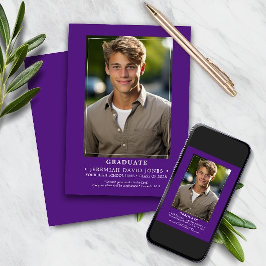 Moderner, einfacher Lila Foto Abschluss Ankündigung