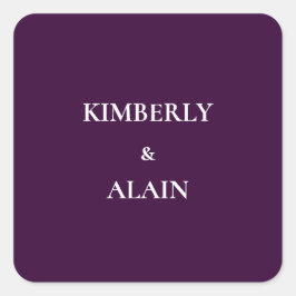 Moderner, einfacher, Lila Hochzeitssender Umschlag Quadratischer Aufkleber