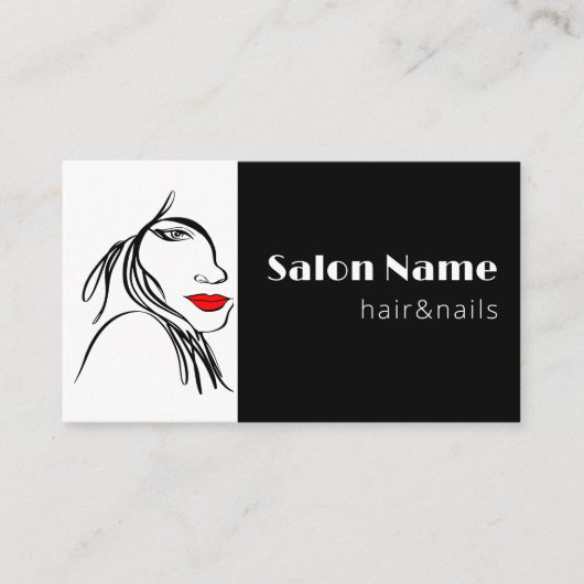 Moderner einfacher Line Art Salon Logo hinzufügen Visitenkarte (Vorderseite)