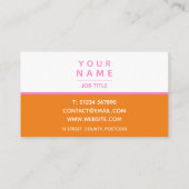 Moderner einfacher Minimaler Farbblock Rosa und Or Visitenkarte (Rückseite)