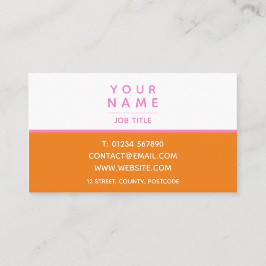 Moderner einfacher Minimaler Farbblock Rosa und Or Visitenkarte (Rückseite)