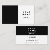 Moderner einfacher Minimaler Schwarz-Weiß-Farbbloc Visitenkarte (Vorne/Hinten)
