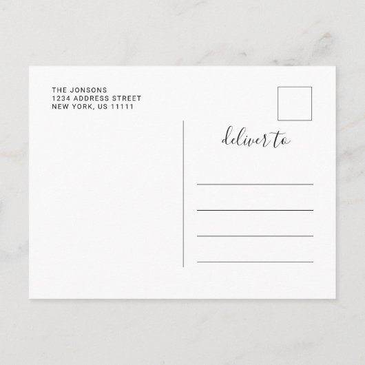 Moderner einfacher Minimalistischer Abschluss Viel Ankündigungspostkarte (Rückseite)