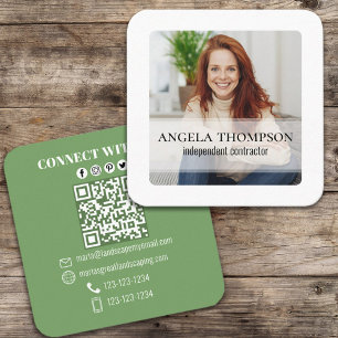 Moderner einfacher Minimalistischer Foto mit QR-Co Quadratische Visitenkarte