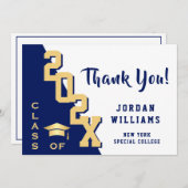 Moderner einfacher Minimalistischer Golden Blue Ab Dankeskarte (Vorne/Hinten)