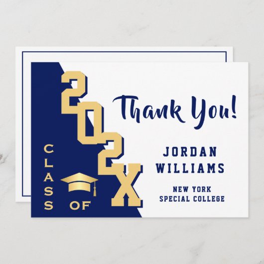 Moderner einfacher Minimalistischer Golden Blue Ab Dankeskarte (Vorne/Hinten)