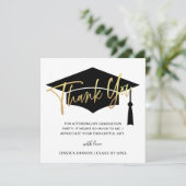 Moderner einfacher Minimalistischer Goldener FOTO Dankeskarte (Stehend Vorderseite)