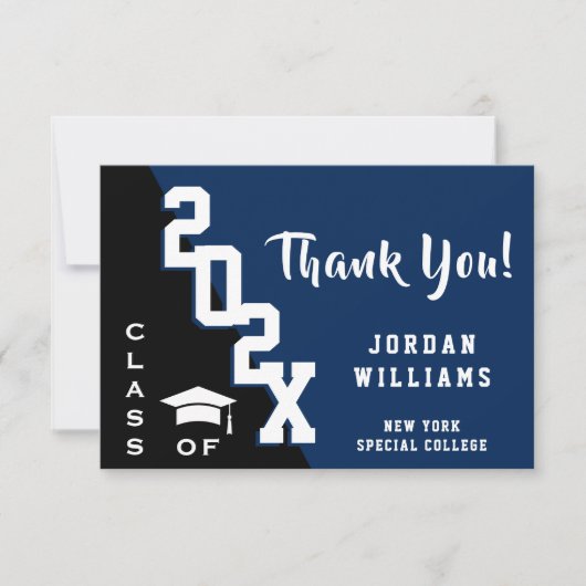 Moderner einfacher Minimalistischer Navy Blue Absc Dankeskarte (Vorderseite)