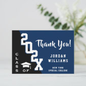 Moderner einfacher Minimalistischer Navy Blue Absc Dankeskarte (Stehend Vorderseite)