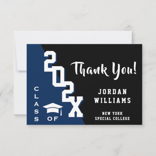 Moderner einfacher Minimalistischer Navy Blue Absc Dankeskarte (Vorderseite)