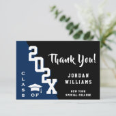 Moderner einfacher Minimalistischer Navy Blue Absc Dankeskarte (Stehend Vorderseite)