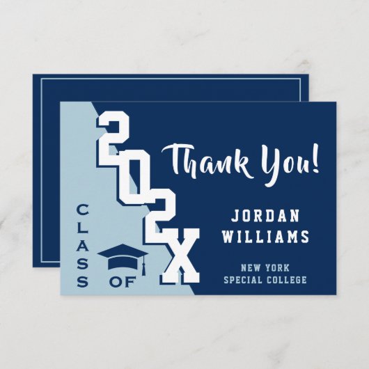 Moderner einfacher Minimalistischer Navy Blue Absc Dankeskarte (Vorne/Hinten)