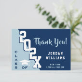 Moderner einfacher Minimalistischer Navy Blue Absc Dankeskarte (Stehend Vorderseite)