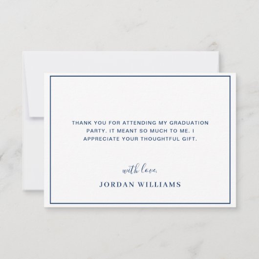 Moderner einfacher Minimalistischer Navy Blue Absc Dankeskarte (Rückseite)