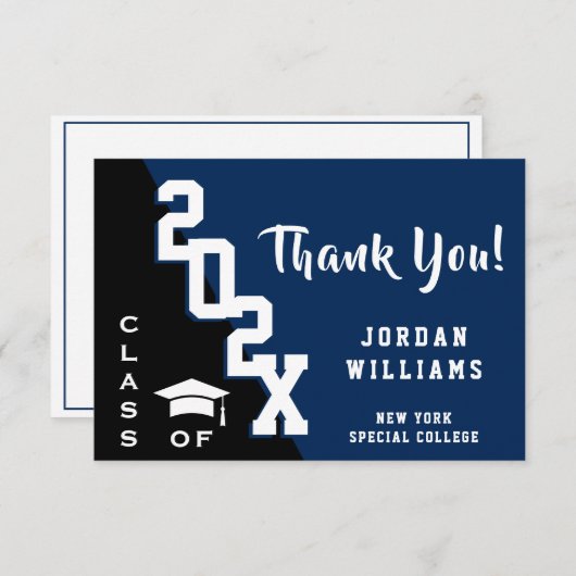 Moderner einfacher Minimalistischer Navy Blue Absc Dankeskarte (Vorne/Hinten)