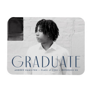 Moderner Einfacher Navy Foto Abschluss Magnet