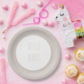 Moderner einfacher neutraler Kreis "Hello Baby" Pappteller (Party)