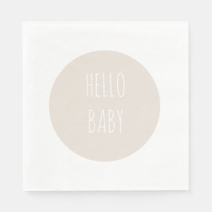 Moderner einfacher neutraler Kreis "Hello Baby" Serviette