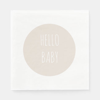 Moderner einfacher neutraler Kreis "Hello Baby" Serviette