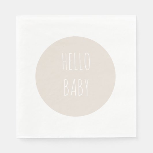 Moderner einfacher neutraler Kreis "Hello Baby" Serviette (Vorderseite)