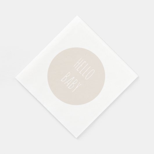 Moderner einfacher neutraler Kreis "Hello Baby" Serviette (Ecke)