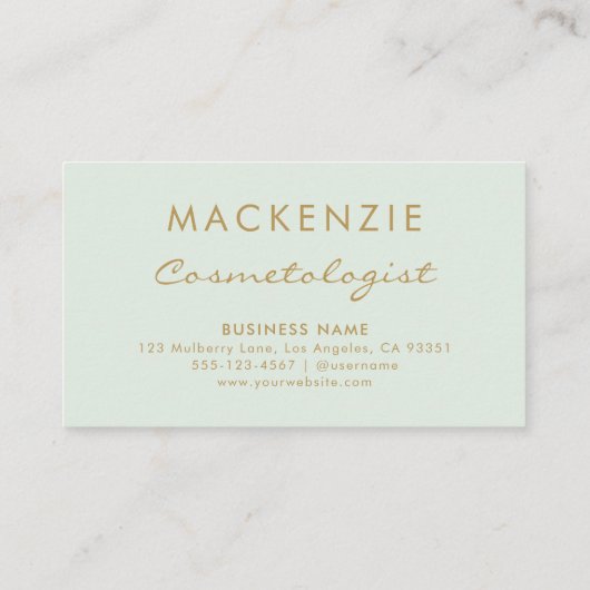 Moderner einfacher Pastel Grüner Salon Terminkarte (Rückseite)